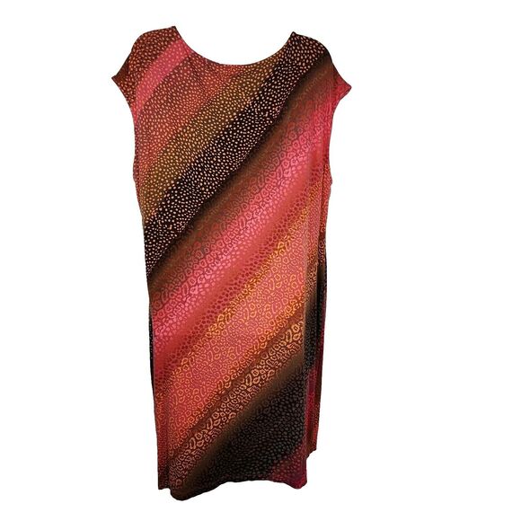 Chico's Womens Dress Size 3 XL Ombré Mix Boat Neck Cap Sleeve Knee Length Shift - Picture 2 of 9